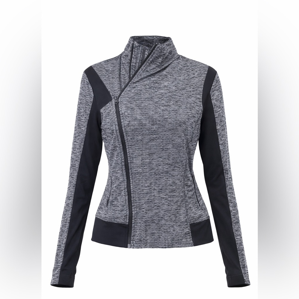 lululemon athletica Heathered Gray and Black Asymmetrical Zip Jacket